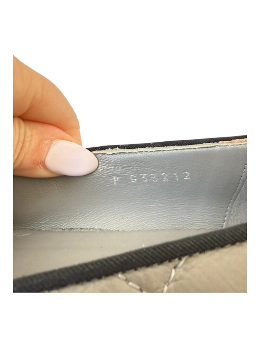 Chanel CC Quilted Cap Toe Ballet Flats Gray Black Leather EU 36.5 US 5.5-6 - Picture 11 of 13